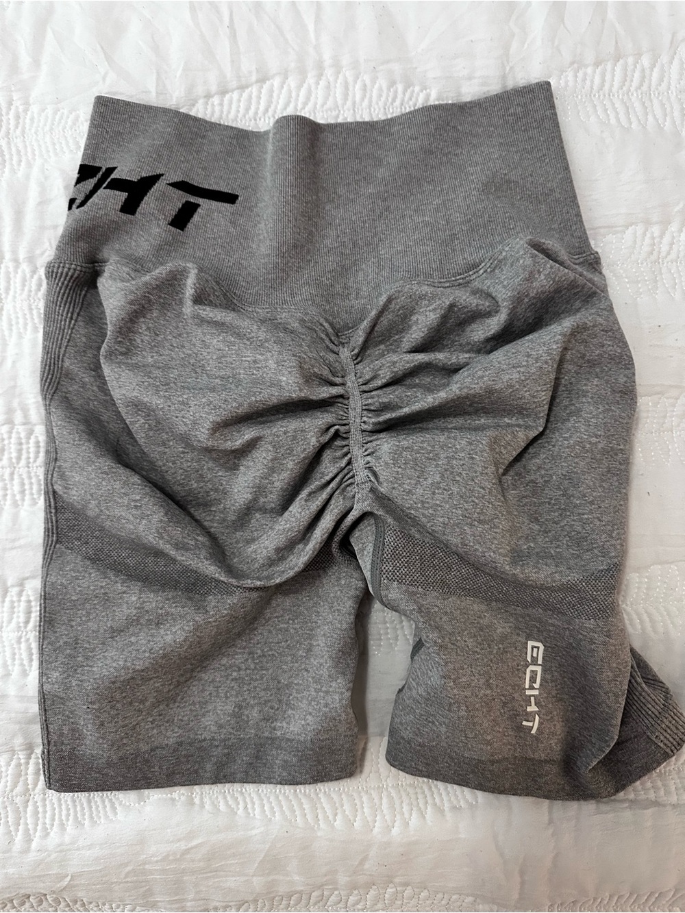 ECHT Grey Ruched High-Waist Bike Shorts